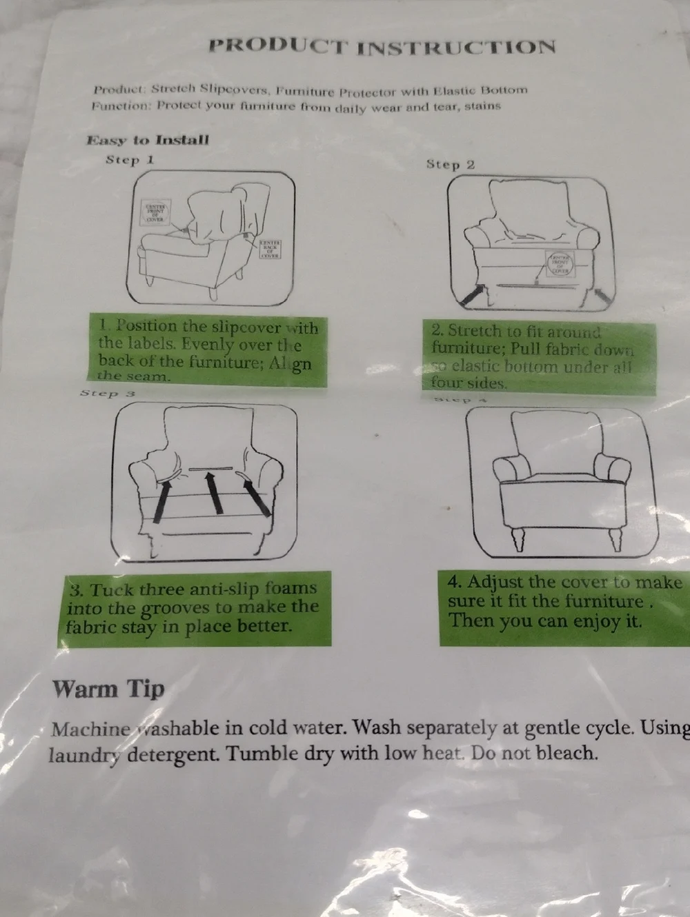 Easy Going Stretch Wing Chair Cover. Snow White.